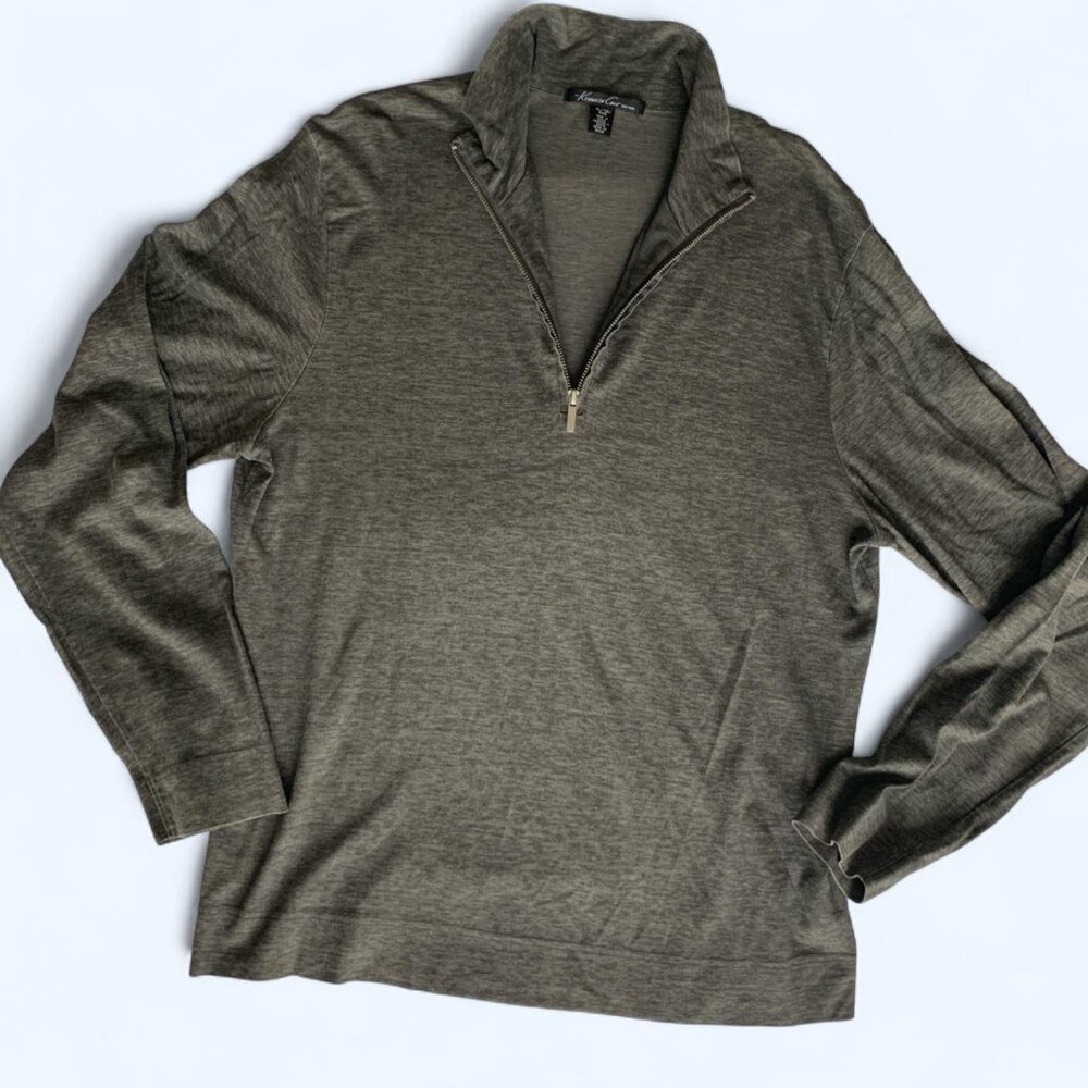 Gray Kenneth Cole Men's Quarter Zip 100% Cotton